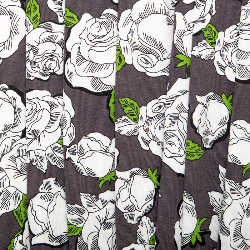 Printed Viscose Knit - ARIELLA - Roses - Grey / Green