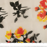 Printed Burnout Organza - Flowers - White / Yellow