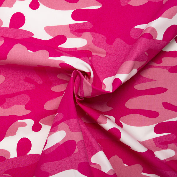Coton imprimé - ZILLION - Camouflage - Rose