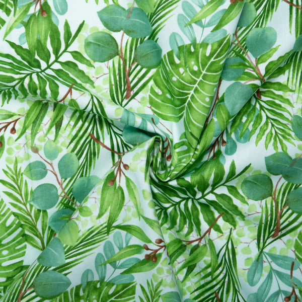 Printed Cotton - ZILLION - Tropical leaf - Green