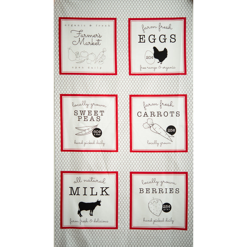 Printed Cotton - ZILLION - Panel Vegetable  24" X 45" (60cm X 115cm) - White