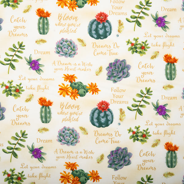 Printed Cotton - ZILLION - Cactus - Beige