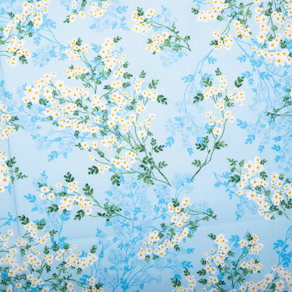 Printed Cotton - ZILLION - Florals - Baby blue