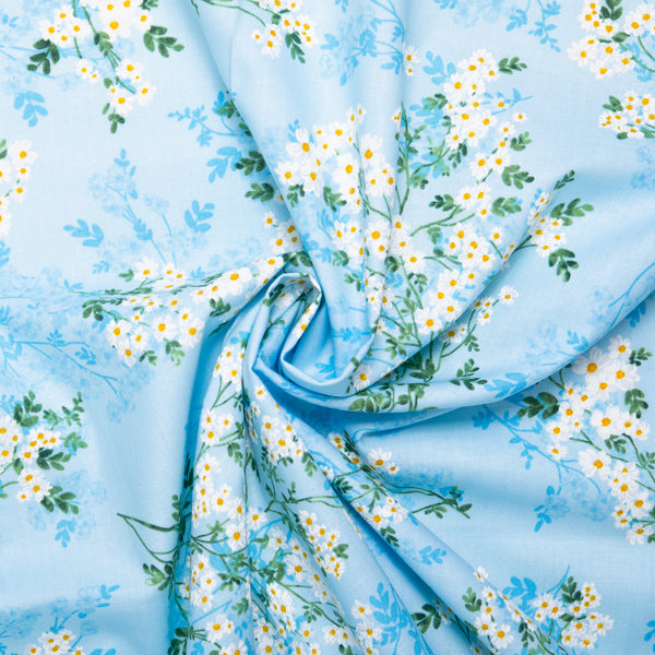 Printed Cotton - ZILLION - Florals - Baby blue