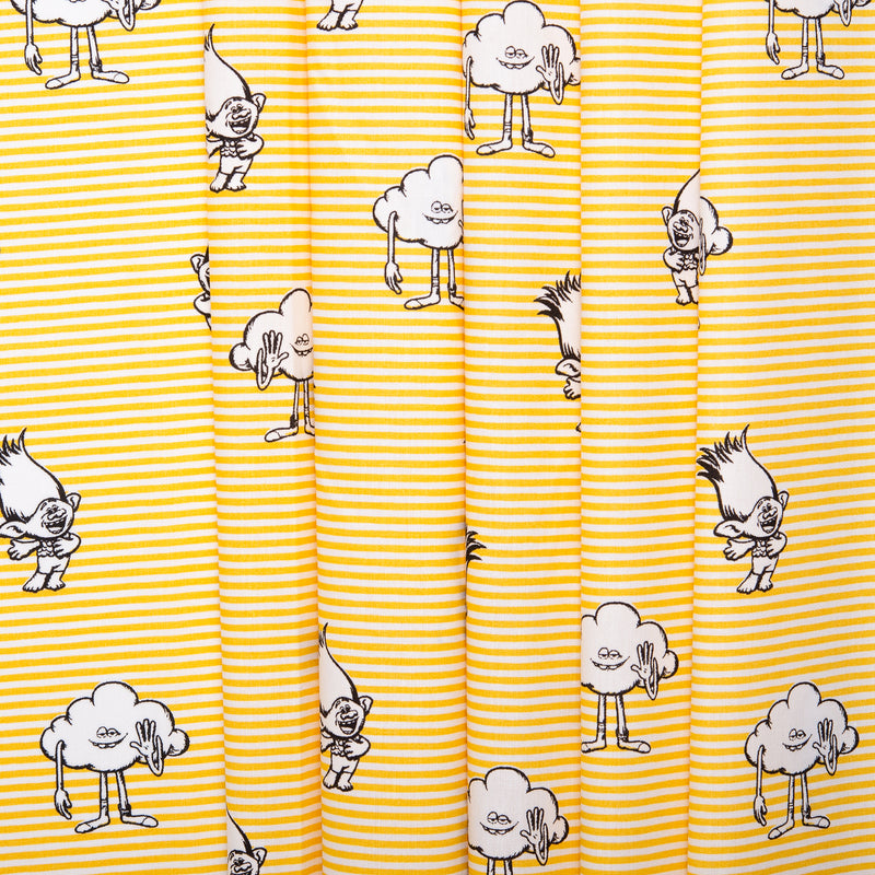 Printed Cotton Poplin - WOO HOO - Trolls - Yellow