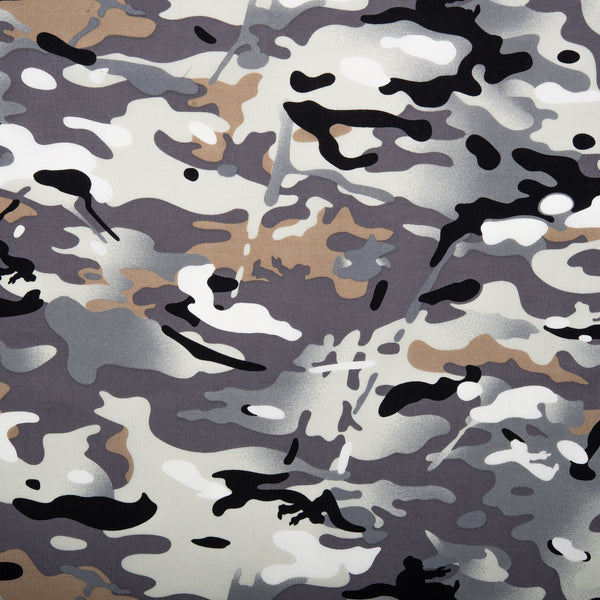 Popeline de coton imprimée - WOO HOO - Camouflage - Gris