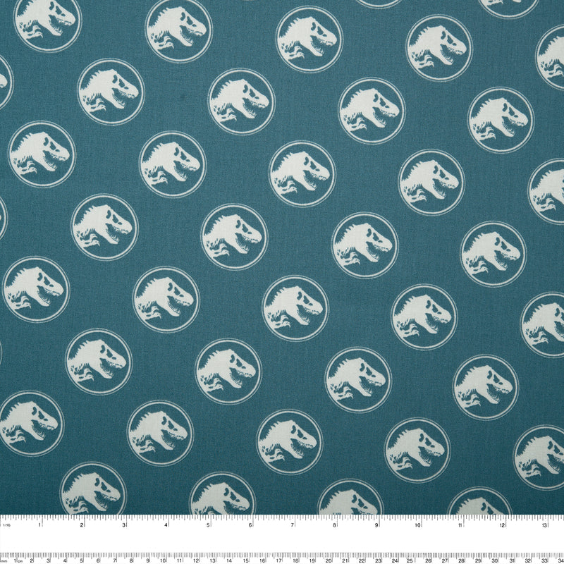 Printed Cotton Poplin - WOO HOO - Dinosaur - Blue