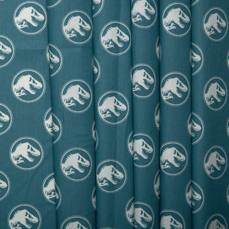 Printed Cotton Poplin - WOO HOO - Dinosaur - Blue