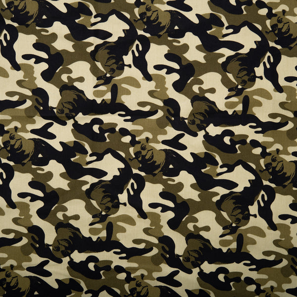 Printed Cotton Poplin - WOO HOO - Camouflage / Shrek - Green