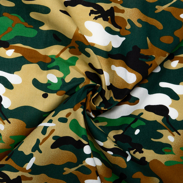 Popeline de coton imprimée - WOO HOO - Camouflage - Brun
