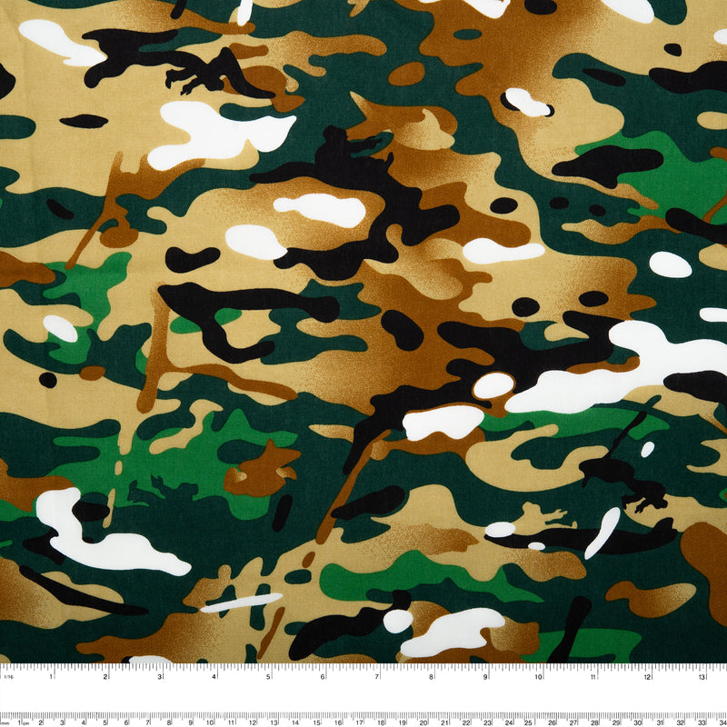 Popeline de coton imprimée - WOO HOO - Camouflage - Brun
