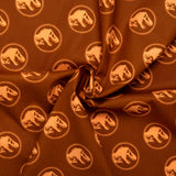 Printed Cotton Poplin - WOO HOO - Dinosaur - Brown