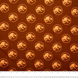 Printed Cotton Poplin - WOO HOO - Dinosaur - Brown