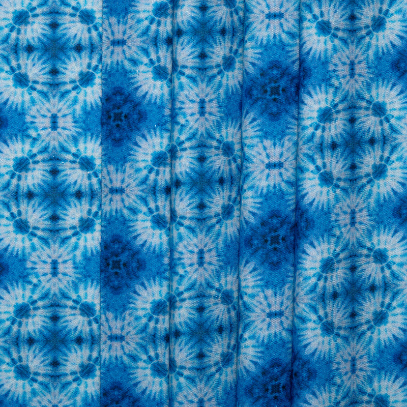 Coton imprimé Numérique - MEDLEY - Tie dye - Bleu