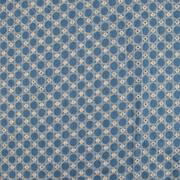 Embroidered Denim - Cercles - Blue