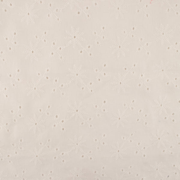 Coton tendance brodé - Marguerites - Blanc cassé
