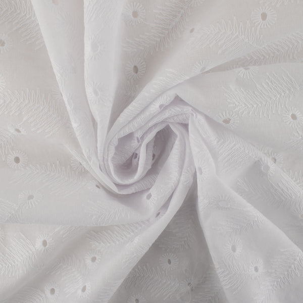 Fashion Embroidered Cotton - Leafs - White