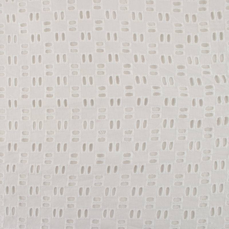 Fashion Embroidered Cotton - Squares - White