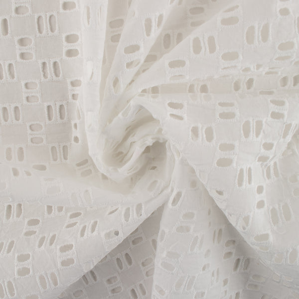 Fashion Embroidered Cotton - Squares - White