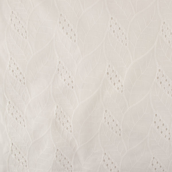 Fashion Embroidered Cotton - Border leafs - Off white