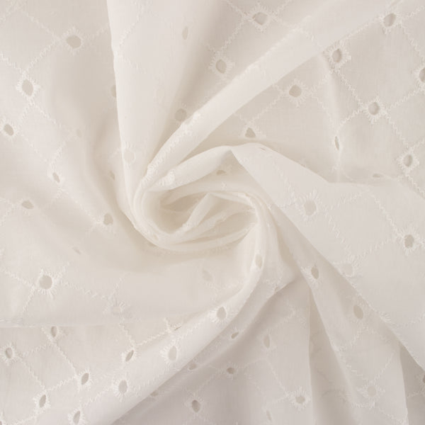 Fashion Embroidered Cotton - Diamonds - Off white
