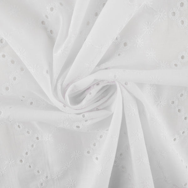 Coton tendance brodé - Zigzag - Blanc