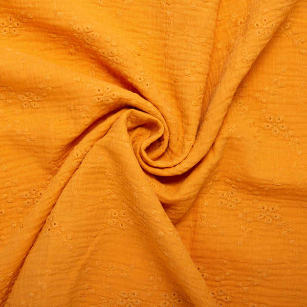 Fashion Embroidered Cotton - Daisy - Orange