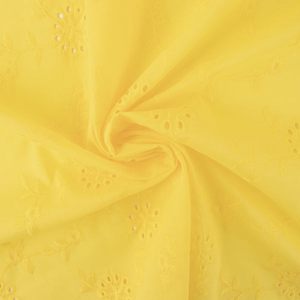 Fashion Embroidered Cotton - Daisy - Lemon