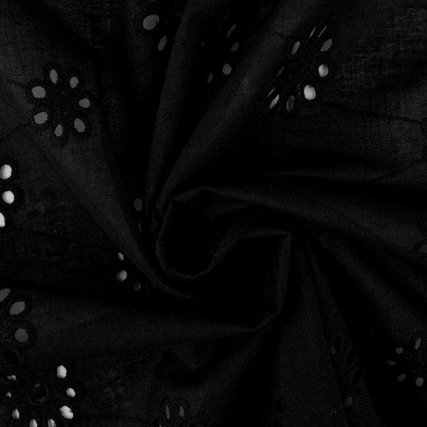 Coton tendance brodé - Cercles - Noir