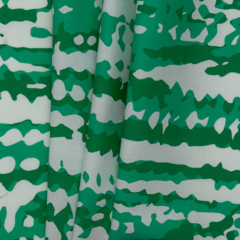 Printed Stretch Cotton Poplin - PAULINA - Abstract - Green