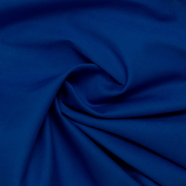 Popeline de coton extensible uni - PAULINA - Bleu cobalt