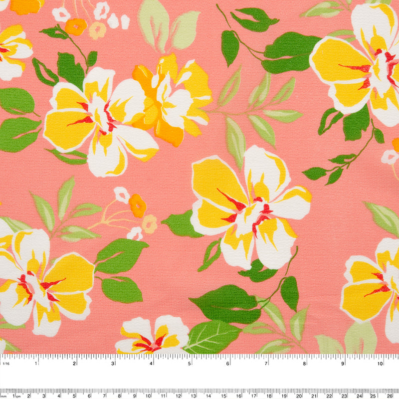 Textured printed georgette - Florals - Peach