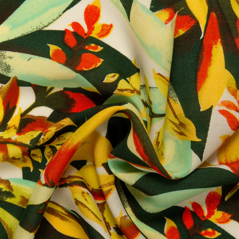 Rayon Voile Print - ALISSA - Leafs - Yellow