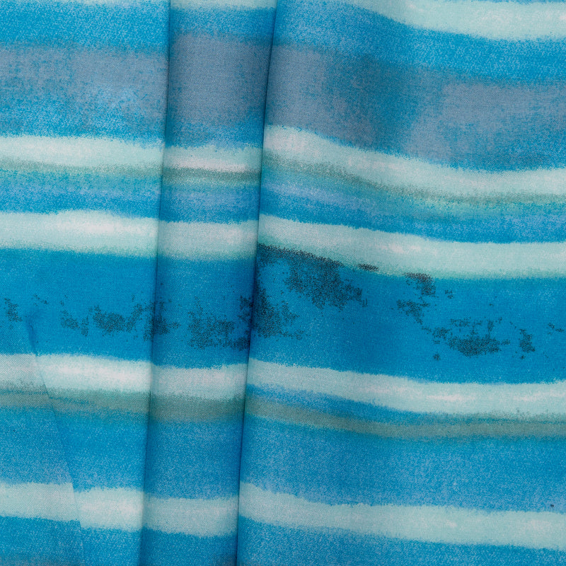 Rayon Voile Print - ALISSA - Stripes - Blue