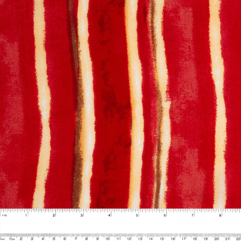 Rayon Voile Print - ALISSA - Stripes - Scarlet