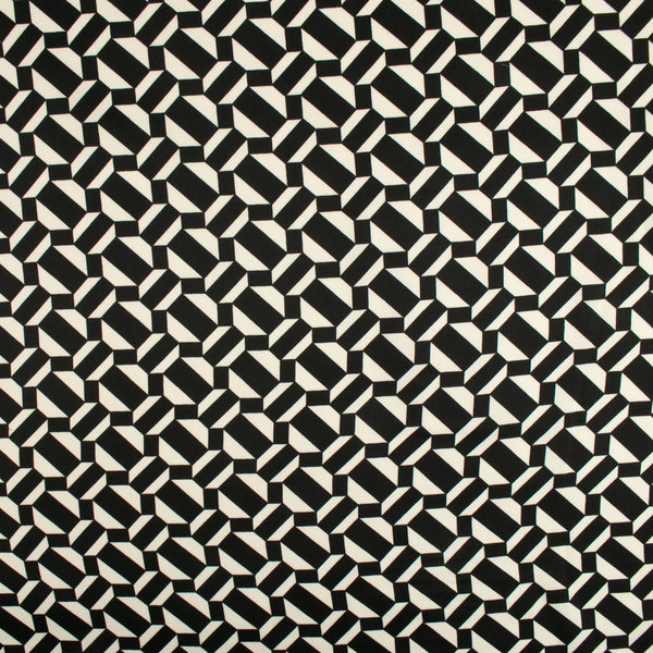 Satin velours en polyester imprimé - DANIA - Géométrique - Noir