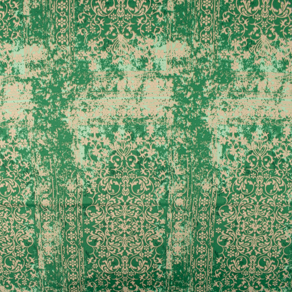 Printed polyester satin velvet - DANIA - Arabesque - Green