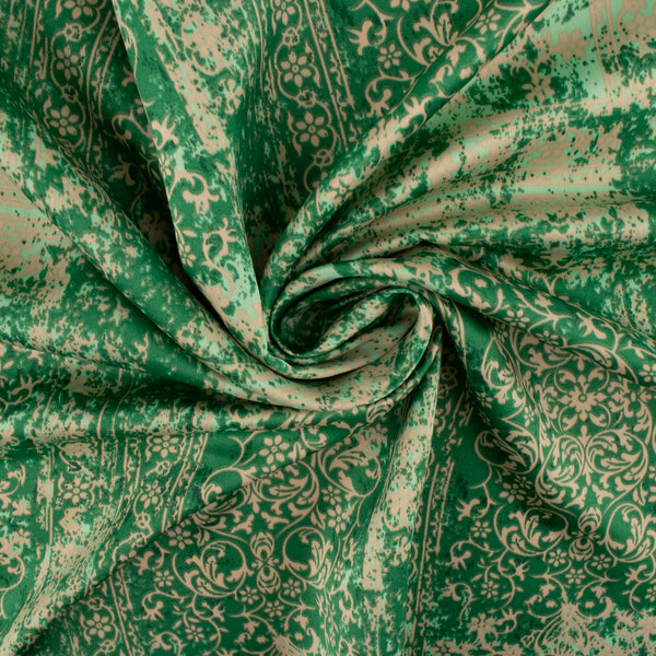 Satin velours en polyester imprimé - DANIA - Arabesque - Vert