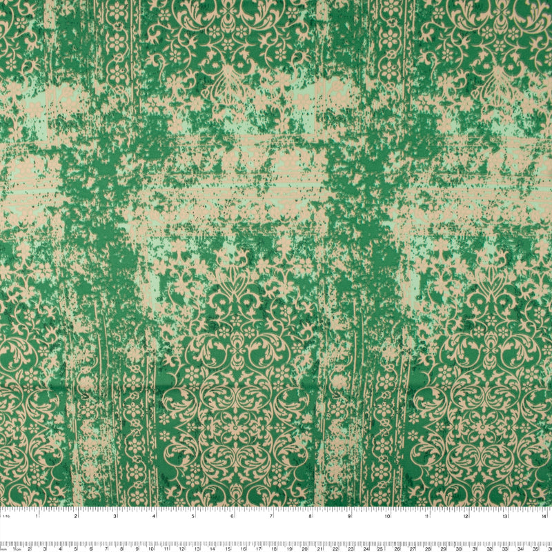 Printed polyester satin velvet - DANIA - Arabesque - Green