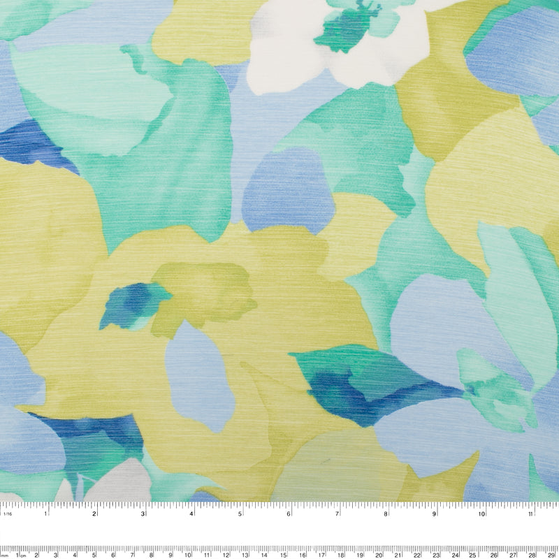 Printed Chiffon - YORYU - Abstract flower - Blue