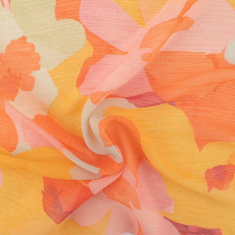 Printed Chiffon - YORYU - Abstract flower - Yellow