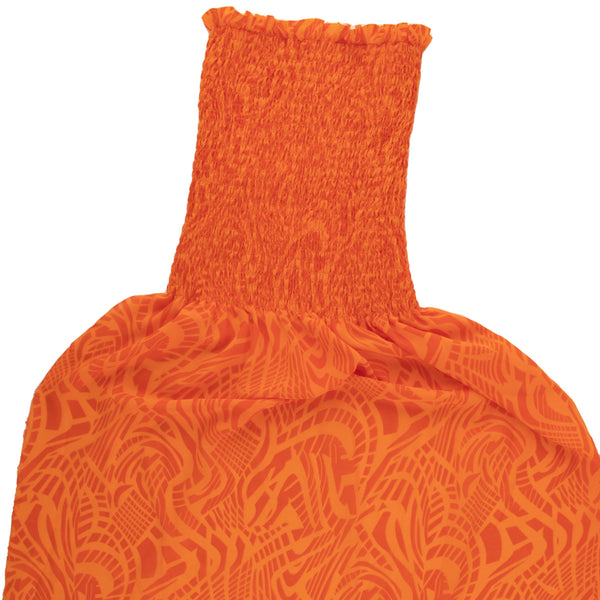 Georgette de polyester Froncé imprimé - GEORGINA - Abstrait - Orange