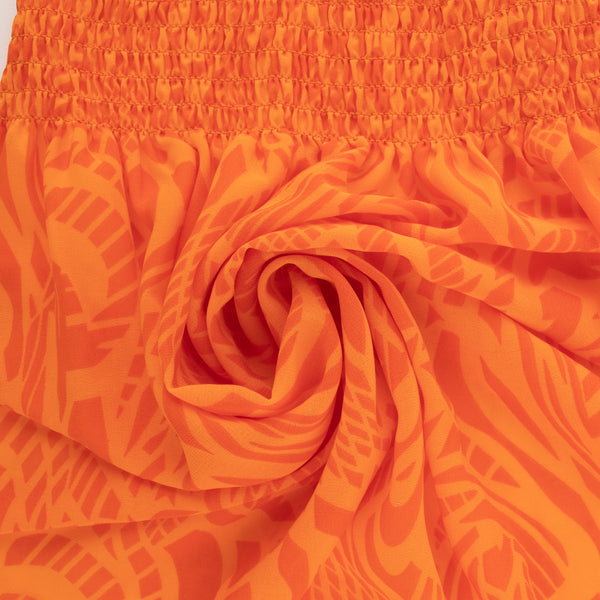 Smocked print Polyester Georgette - GEORGINA - Abstract - Orange