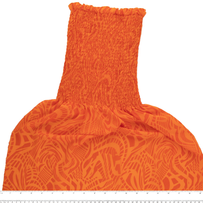Georgette de polyester Froncé imprimé - GEORGINA - Abstrait - Orange