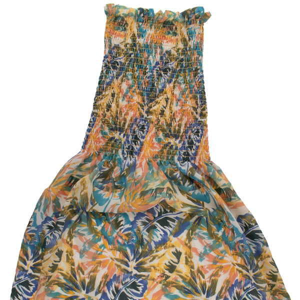 Smocked print Polyester Georgette - GEORGINA - Leafs - Yellow