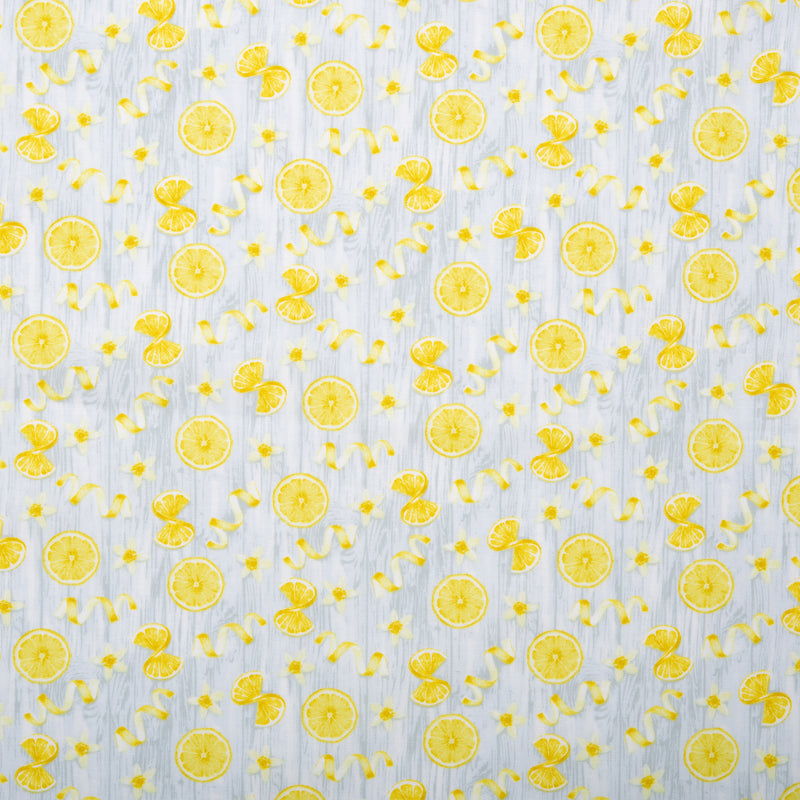 Printed Cotton - FRESH PICKED LEMONS - Lemons - Grey / Yellow