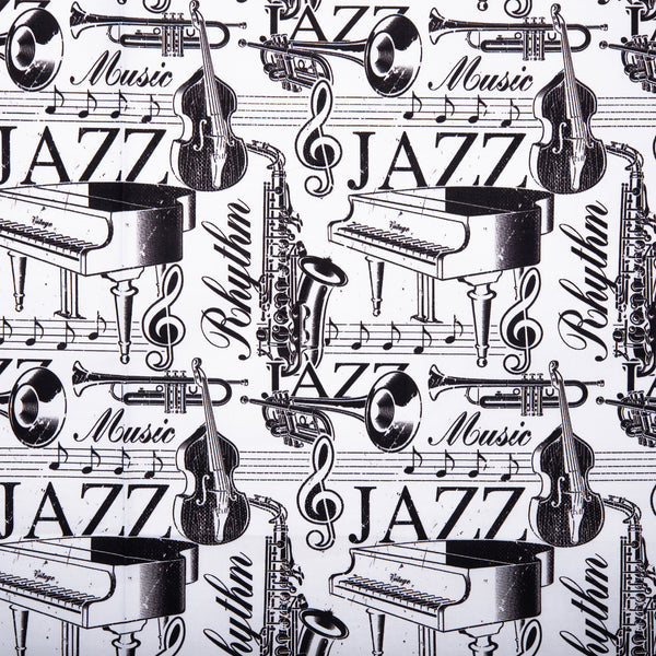MUSIC IN THE AIR Printed Cotton - Piano - White