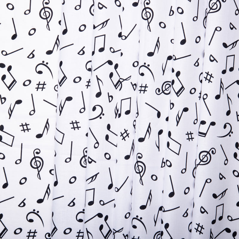 MUSIC IN THE AIR Printed Cotton - Music note - White