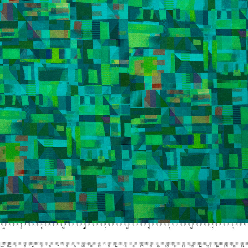 Digital Printed Cotton - CATSVILLE - Geometric - Pepper green