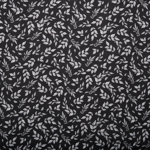 Printed Cotton - BELLE - Leafs - Black